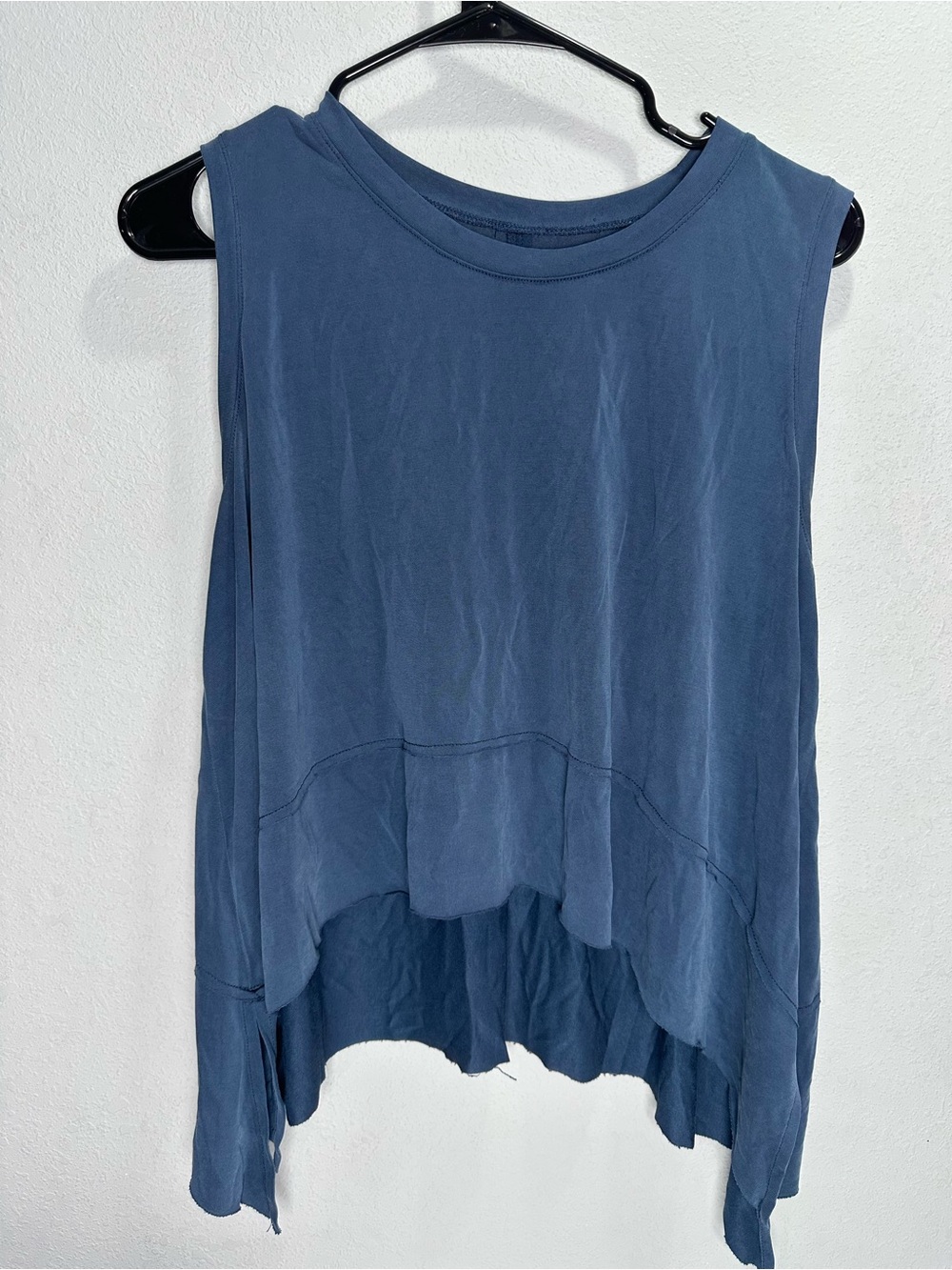 Washed Indigo Sleeveless High-Low Tank